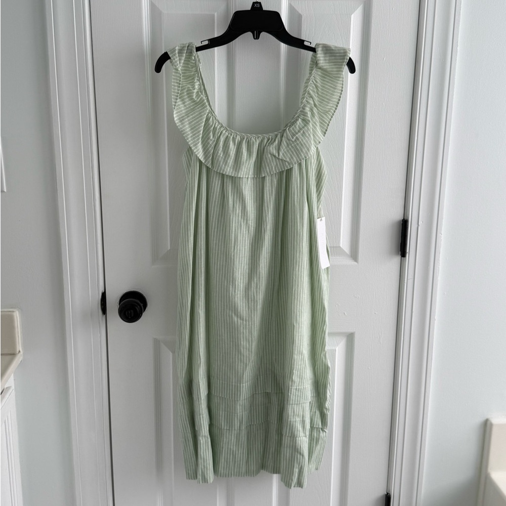 Every Green Striped Ruffle Dress